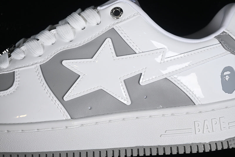 BAPE Bapesta #6 'Patent Leather White-Grey'