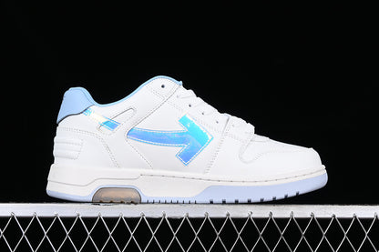 Off-White Out Of Office OOO Low Tops White Iridescent Blue