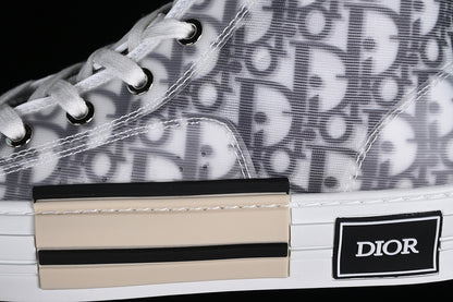 Dior Oblique Canvas B23 High-Top Sneaker  White and Black