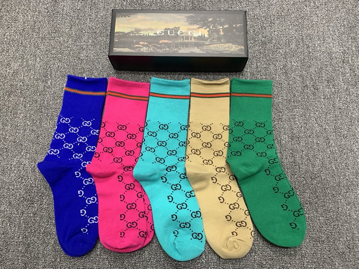 Gucci High Socks 5 Pack Multi Color