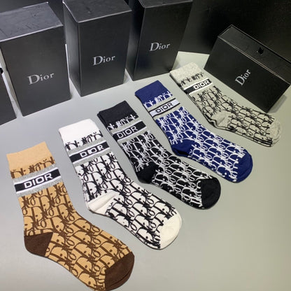 Christian Dior High Socks 5 Pack