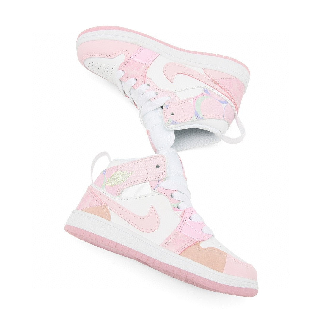 Kids Air Jordan 1 High  'White Triple Baby Pink'