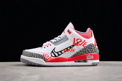 Air Jordan Retro 3 Fired Red White/Black-Grey