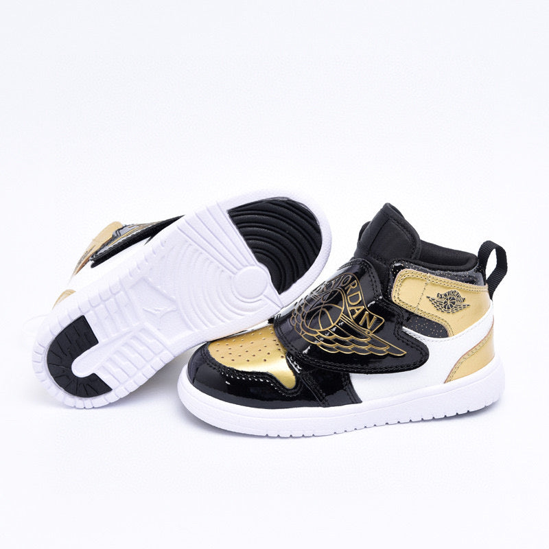 Kids Air Jordan 1 Sky 'Black Metallic Gold White'