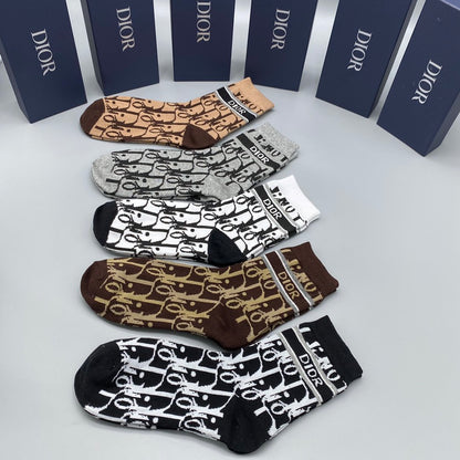 Christian Dior Mid Socks 5 Pack