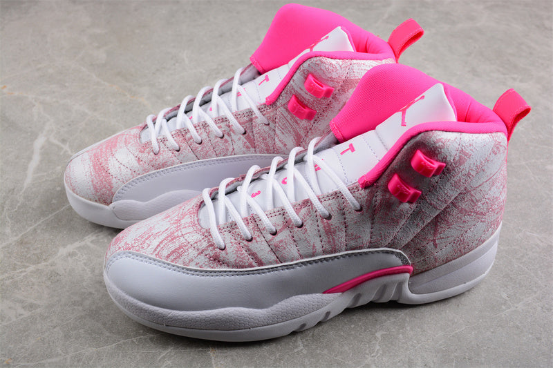 Air Jordan Retro 12 GS White/Artic Punch-Hyper Pink