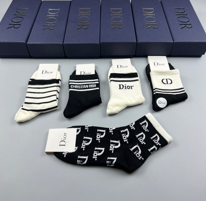 Christian Dior Mid Socks 5 Pack