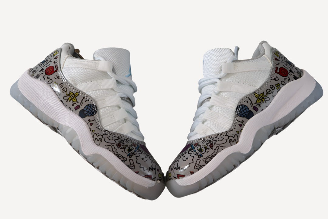 Kids Air Jordan Retro 11 Low 'White drawings'