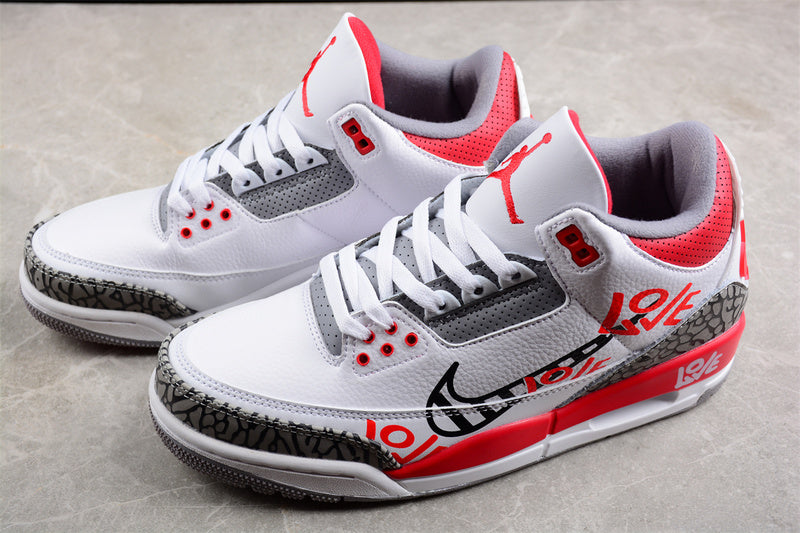 Air Jordan Retro 3 Fired Red White/Black-Grey