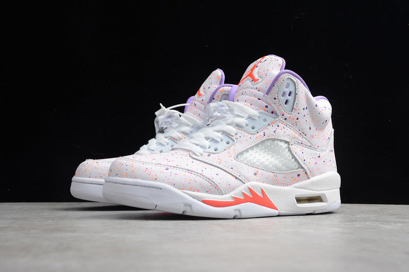 Air Jordan Retro 5 GS Easter White/Laser Crimson/Voltage Purple