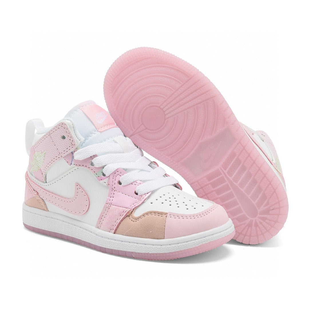 Kids Air Jordan 1 High  'White Triple Baby Pink'