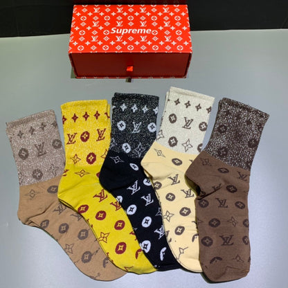 Louis Vuitton High Socks 5 Pack