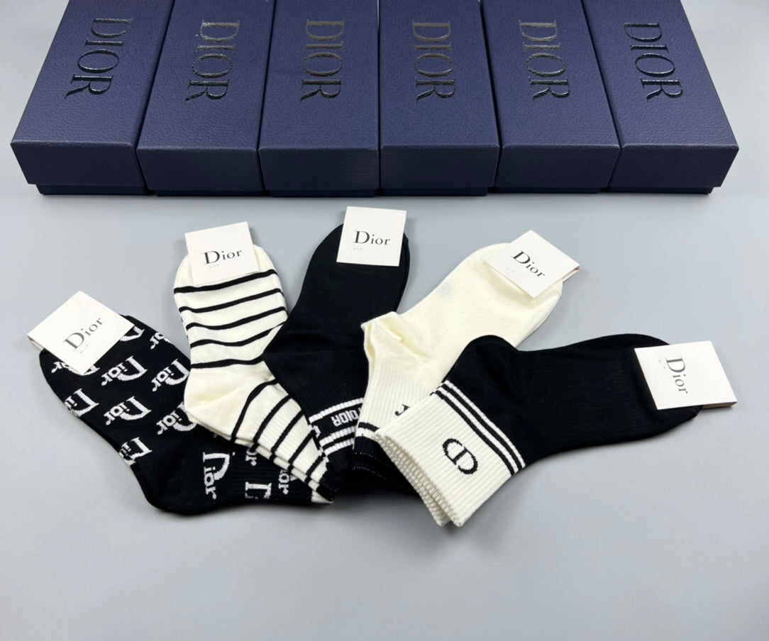 Christian Dior Mid Socks 5 Pack