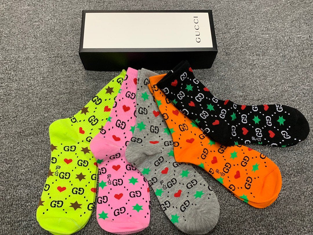 Gucci High Socks 5 Pack Multi Color