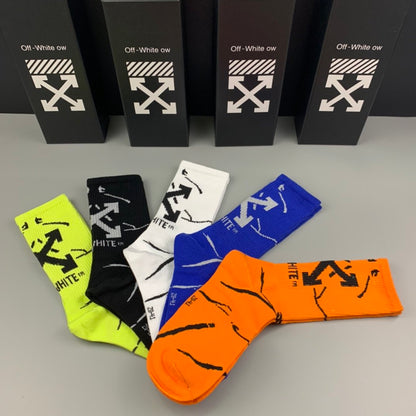 Off White High Socks5 Pack Multi Color