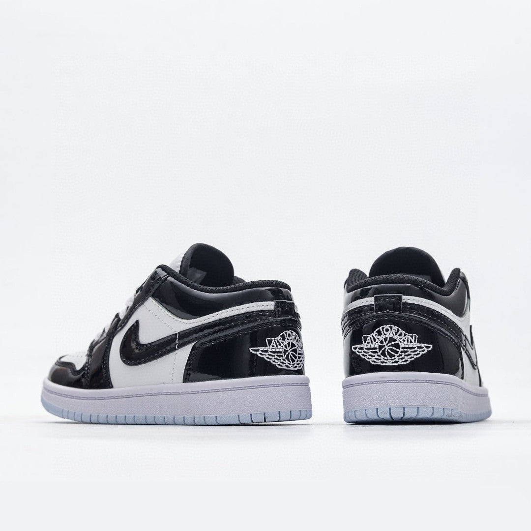 Kids Air Jordan 1 Low 'Gloss Black-White'