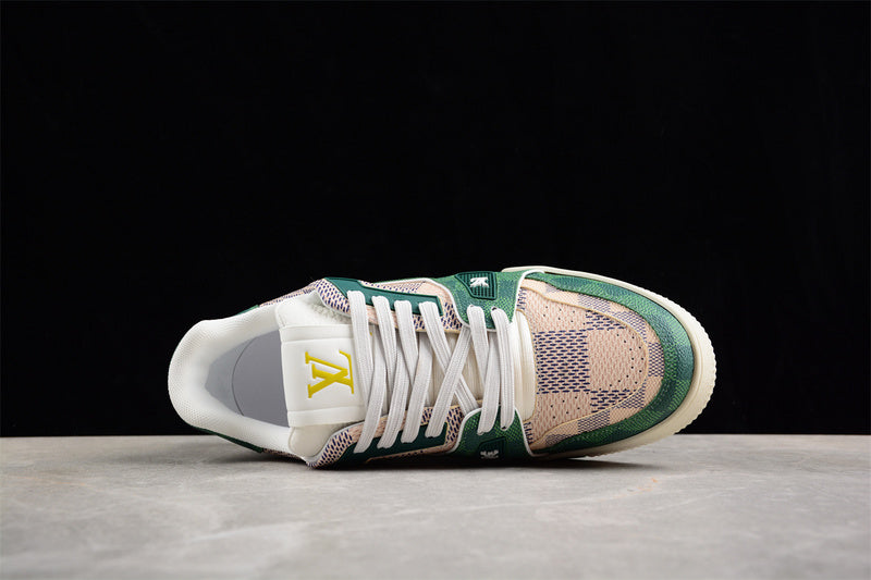 Louis Vuitton #54 Green & Brown Grey Damier Trainers (Copy)