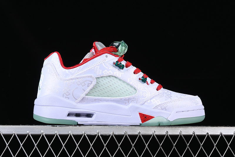 Air Jordan Retro 5 Low Clot White/Green/Red-Grey Special Edition