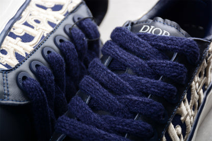 Dior B33 Navy Blue Smooth Calfskin Oblique Raised Embroidery