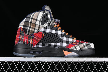 Air Jordan Retro 5 Plaid Black/Total Orange/Dark Obsidian