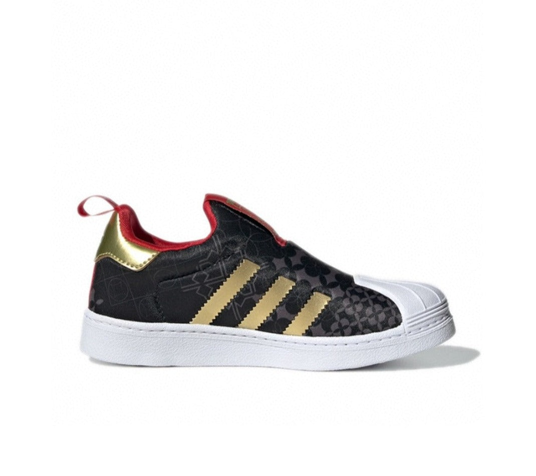 Kids Adidas Superstar Black Gold White