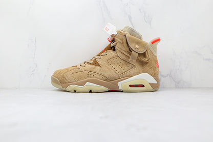 Air Jordan Retro 6 X Travis Scott British Khaki/Sail/Bright Crimson