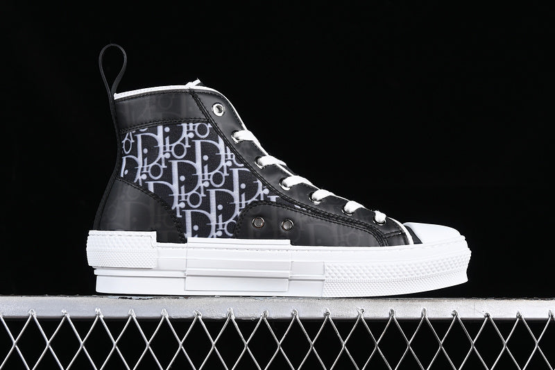 Dior Oblique Canvas B23 High-Top Sneaker  Black and White