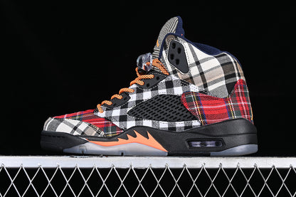 Air Jordan Retro 5 Plaid Black/Total Orange/Dark Obsidian