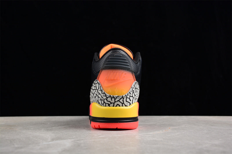 Air Jordan Retro 3 X J Balvin  Rio Black/Orange-Grey