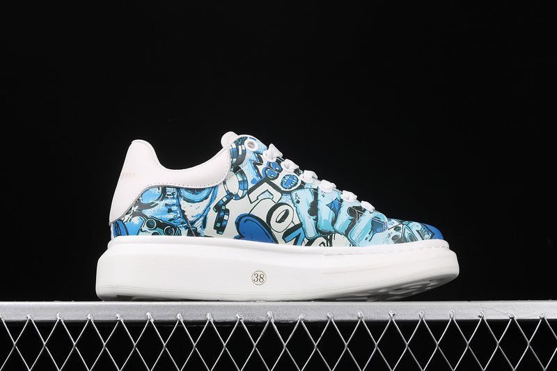 Alexander McQueen Sole White-Graffiti Blue