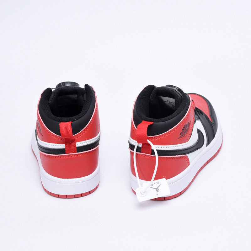 Kids Air Jordan 1 High  'Black White Fire Red'