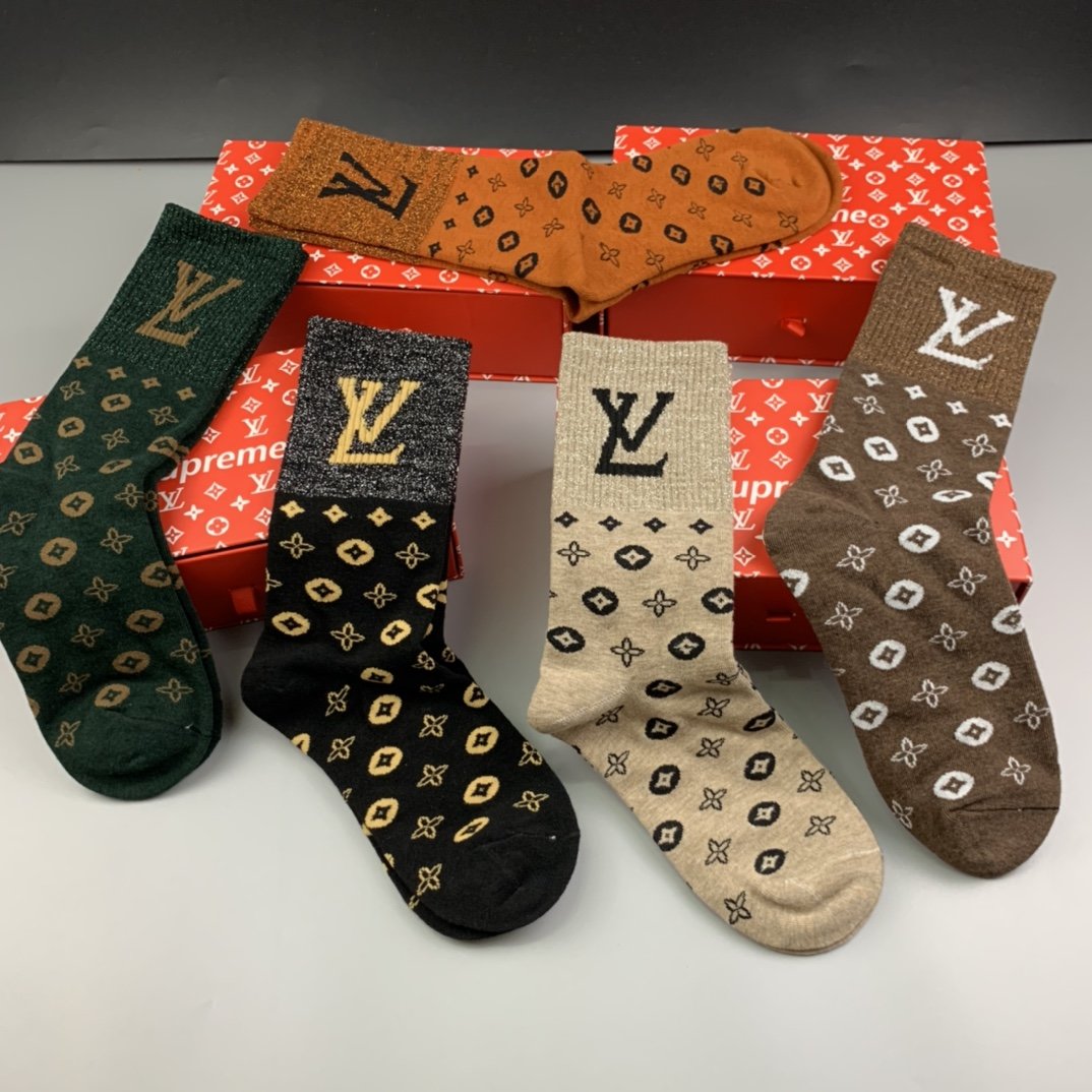 Louis Vuitton High Socks 5 Pack