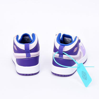 Kids Air Jordan 1 High  'White Light Purple Blue'