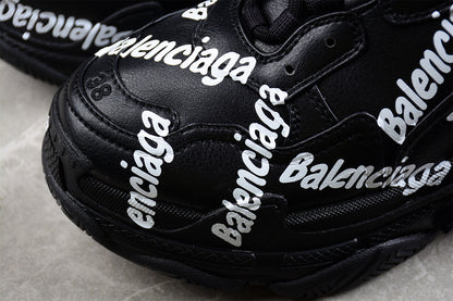 Balenciaga Triple S Black 'Logotype  White'