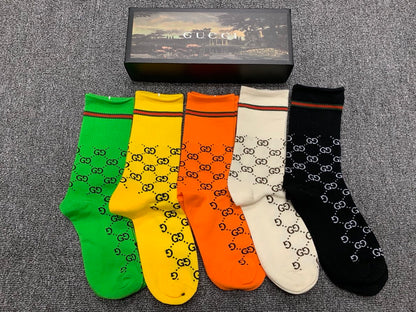 Gucci High Socks 5 Pack Multi Color