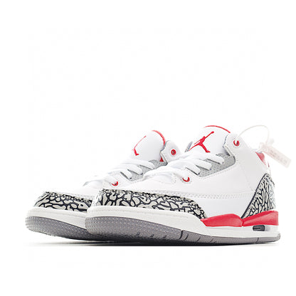 Kids Air Jordan Retro 3 'White Cement Fire Red'