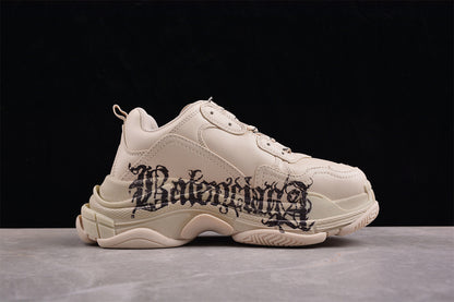 Balenciaga Triple S Beige 'DIY Metal Artwork Red/Black'