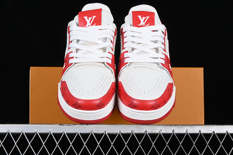 Louis Vuitton Trainer Low #54 Signature White Red