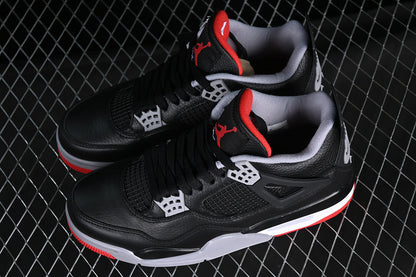 Air Jordan Retro 4  Bred Reimagined (Black Leather)