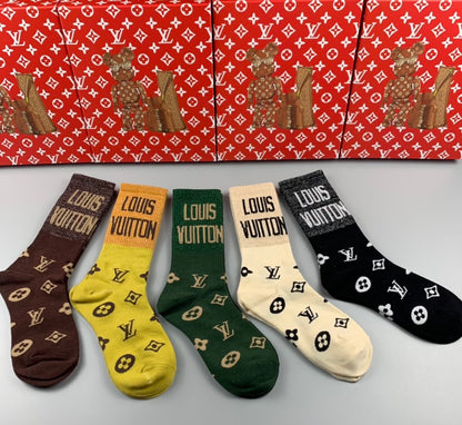 Louis Vuitton High Socks 5 Pack