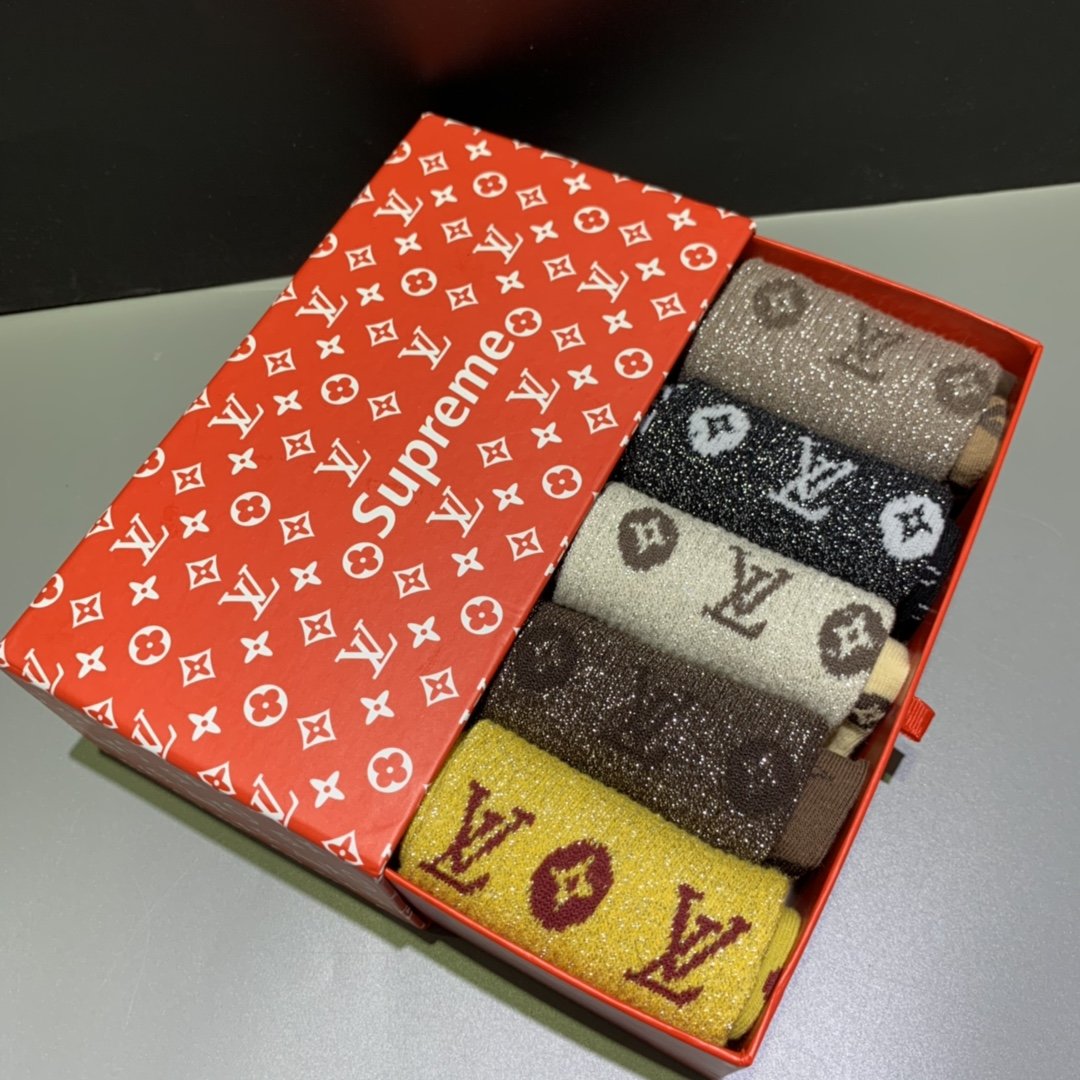 Louis Vuitton High Socks 5 Pack