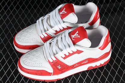 Louis Vuitton Trainer Low #54 Signature White Red