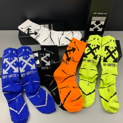 Off White High Socks5 Pack Multi Color