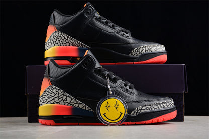 Air Jordan Retro 3 X J Balvin  Rio Black/Orange-Grey