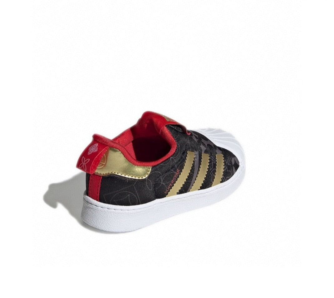 Kids Adidas Superstar Black Gold White