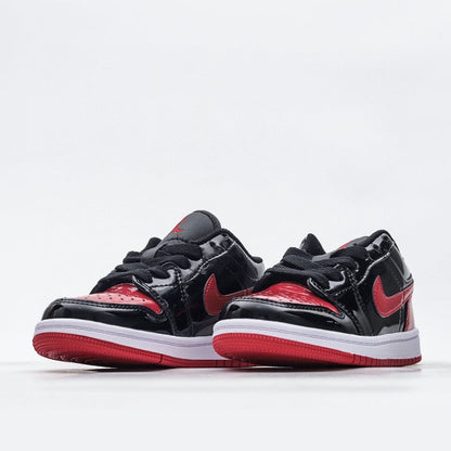 Kids Air Jordan 1 Low 'Gloss Black Red'