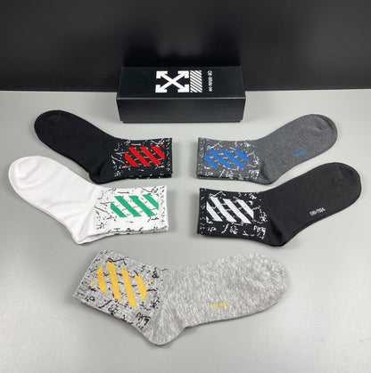 Off White Mid Socks 5 Pack