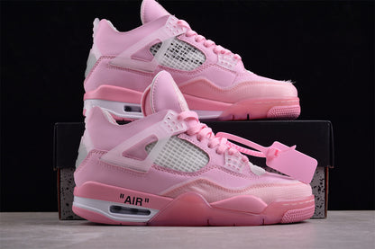 Air Jordan Retro 4 X Off White Cream Sail Ow Pink-White