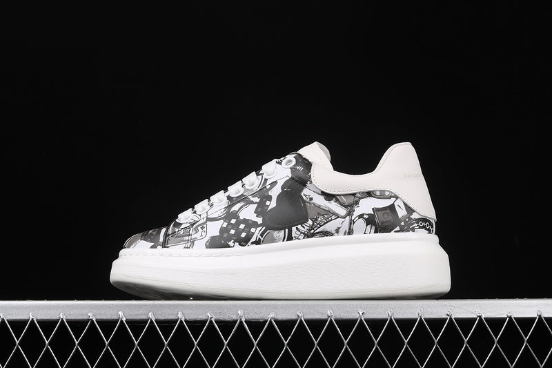 Alexander McQueen Sole White-Graffiti Black White