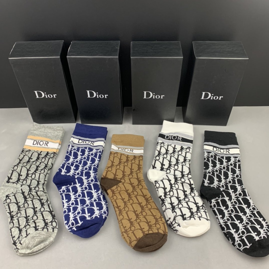 Christian Dior Mid Socks 5 Pack